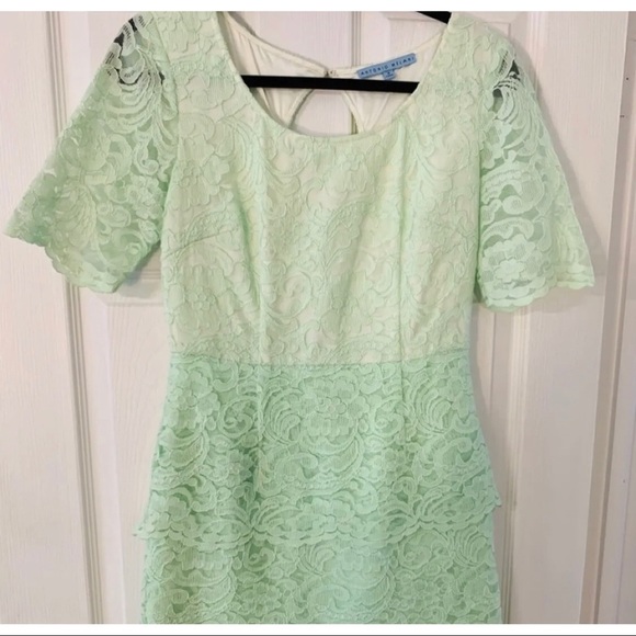 Antonio Melani Sz 6 Mint Green Tiered Scalloped Lace Sheath Shift Dress - Picture 6 of 10